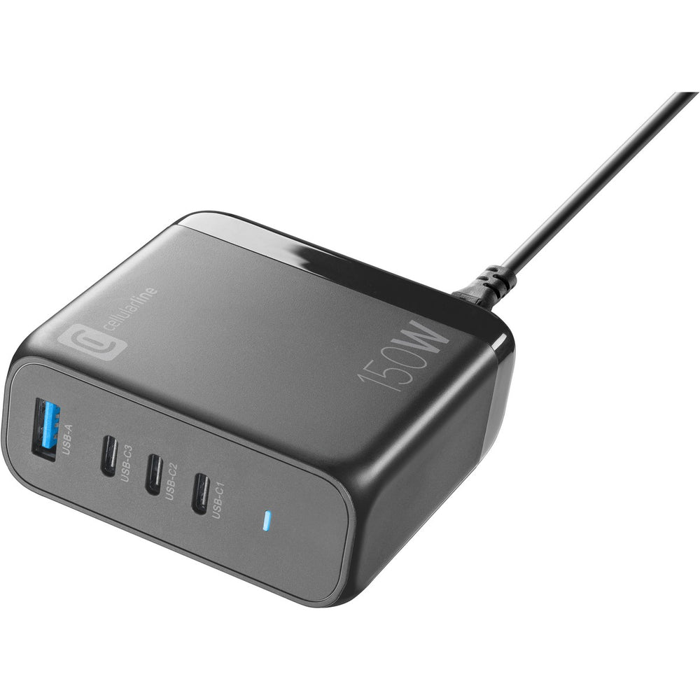 Ultra-compact 150W 4-port mains charger with GAN technology