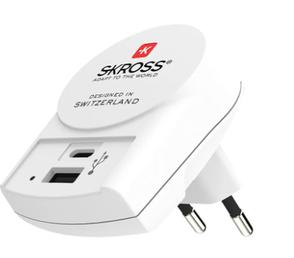 Chargeur Euro USB, 1x Type-A et 1x TypeC