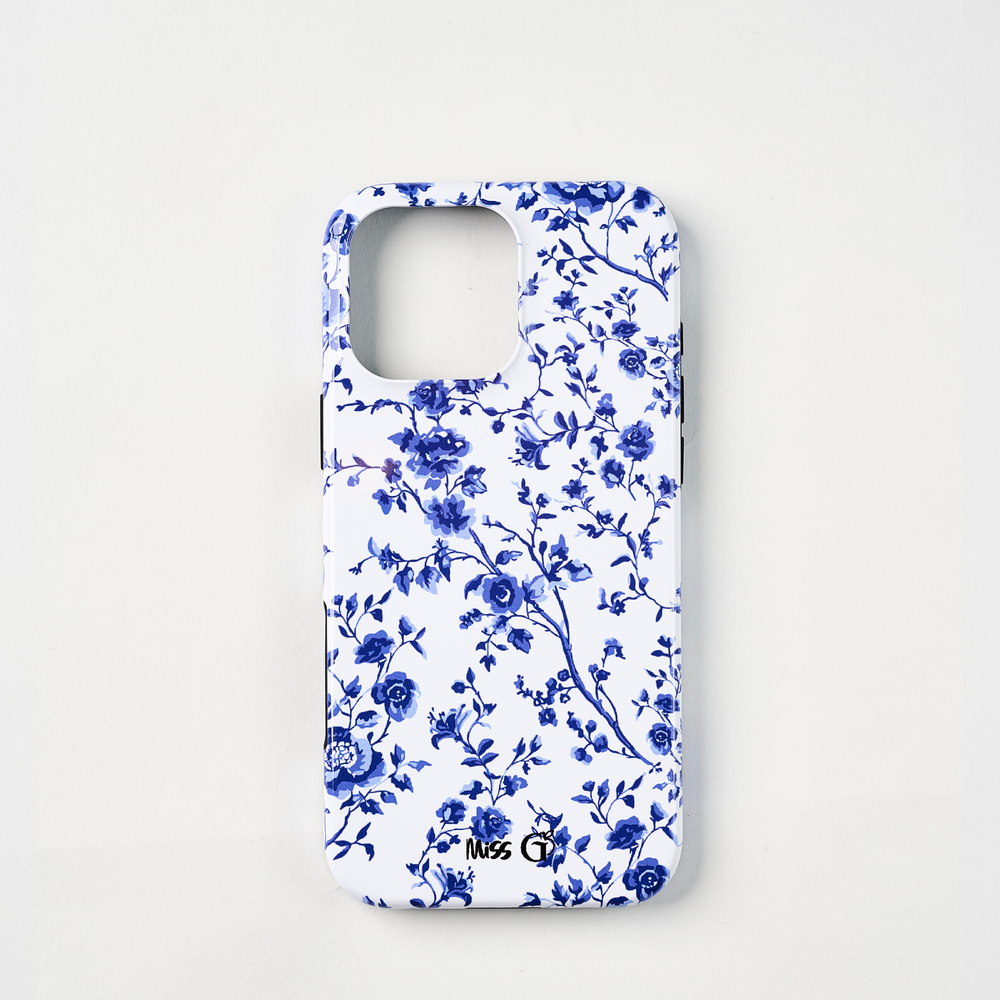 Coque de protection motif fleurs bleues