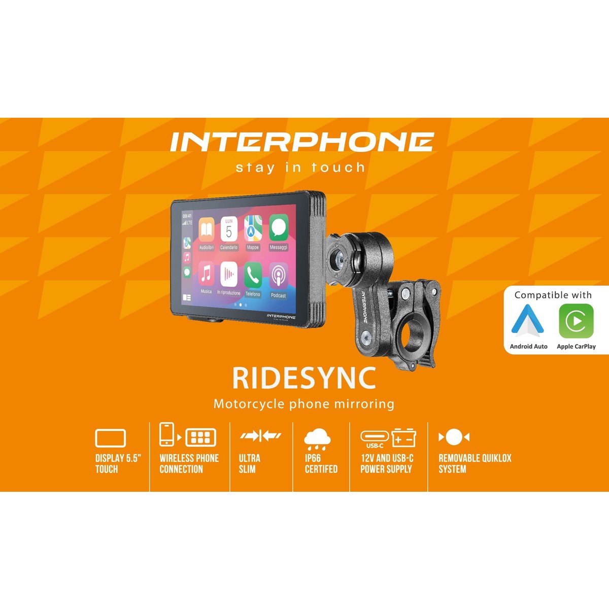 Ridesync Car Play & Android Auto für Motorräder