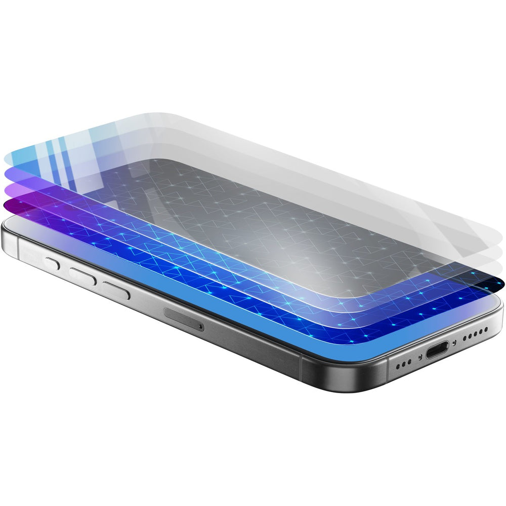 Ultra protective tempered glass with integrated anti-bluelight filter, easy to apply and ultra durable